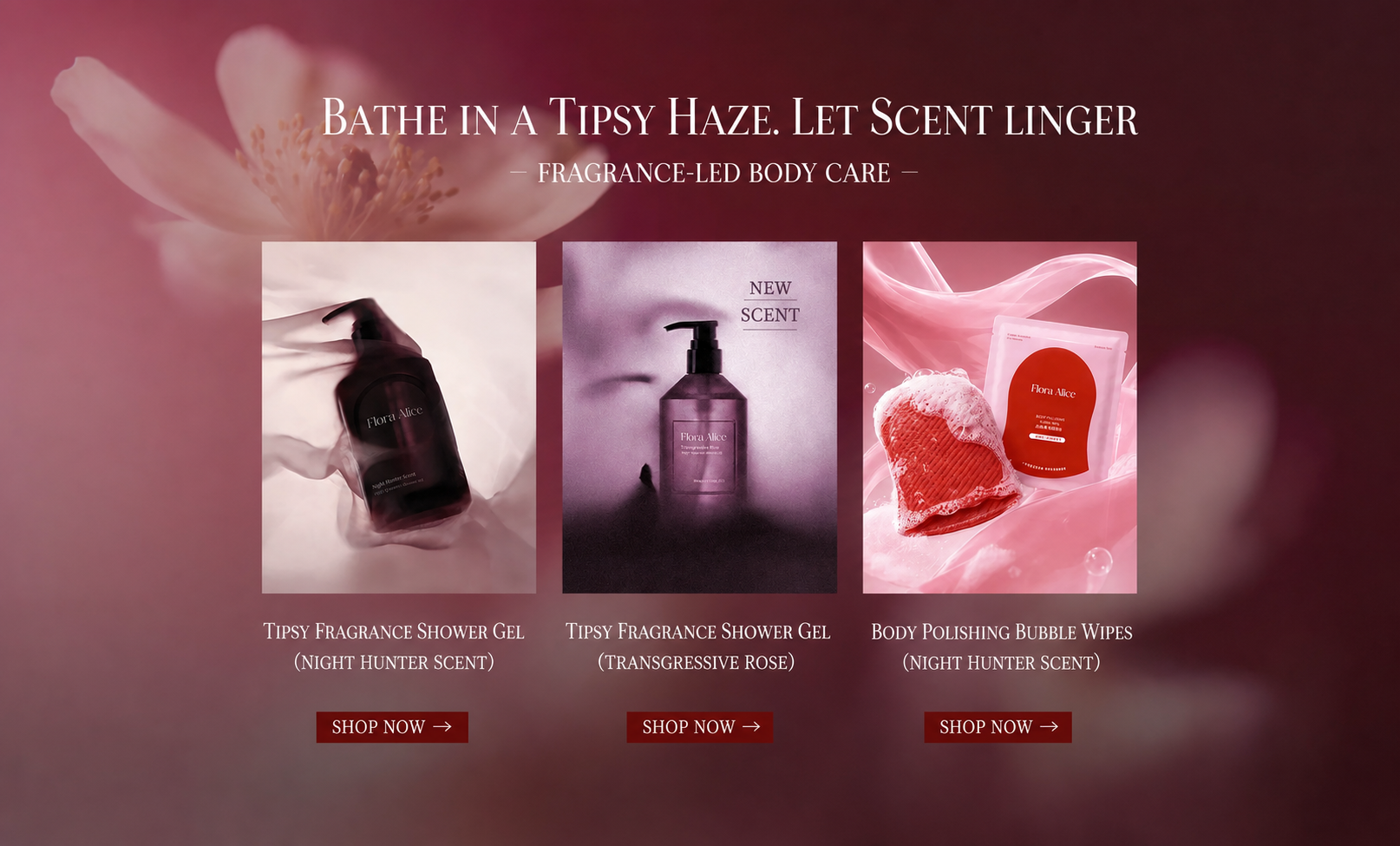 Bathe in a tipsy haze—Flora Alice fragrance-led body care