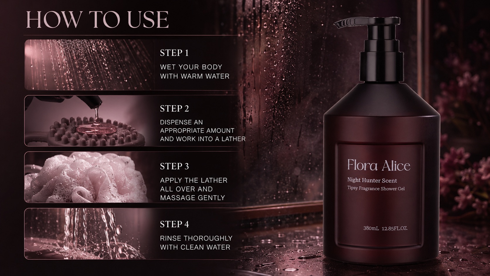 Tipsy Fragrance Shower Gel · Night Hunter · scent and care story 10