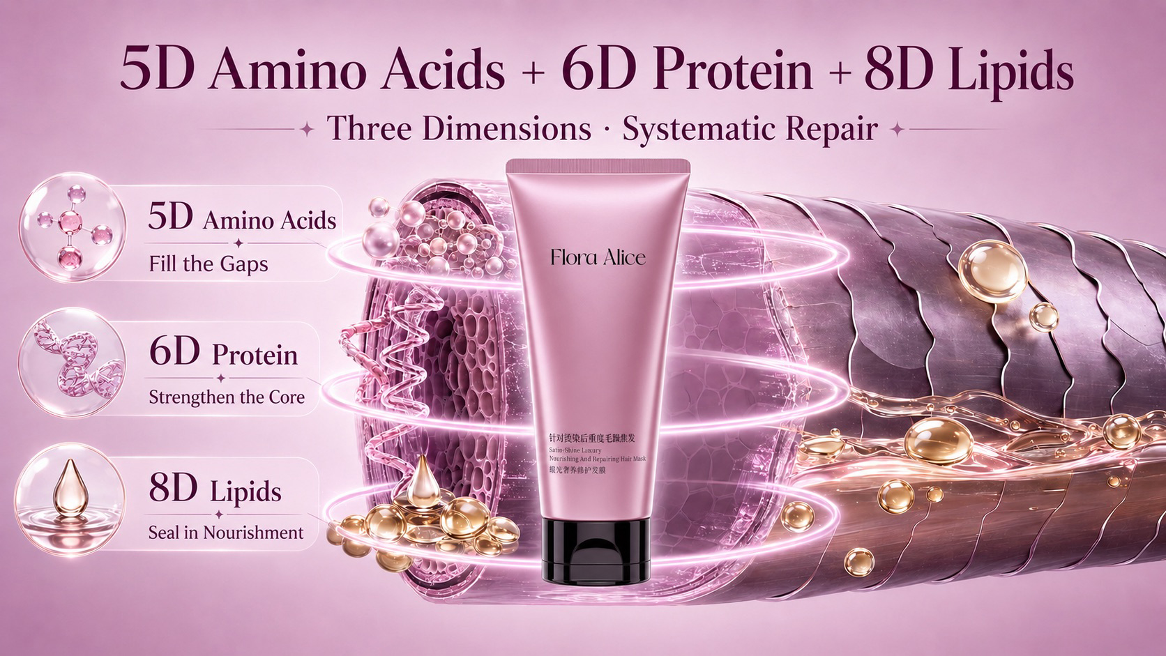 Satin-Shine Luxury Repairing Hair Mask · scent and care story 3
