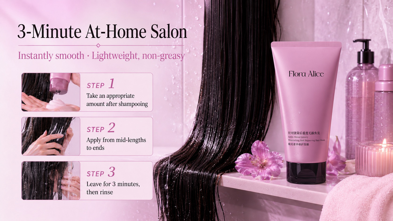 Satin-Shine Luxury Repairing Hair Mask · scent and care story 9