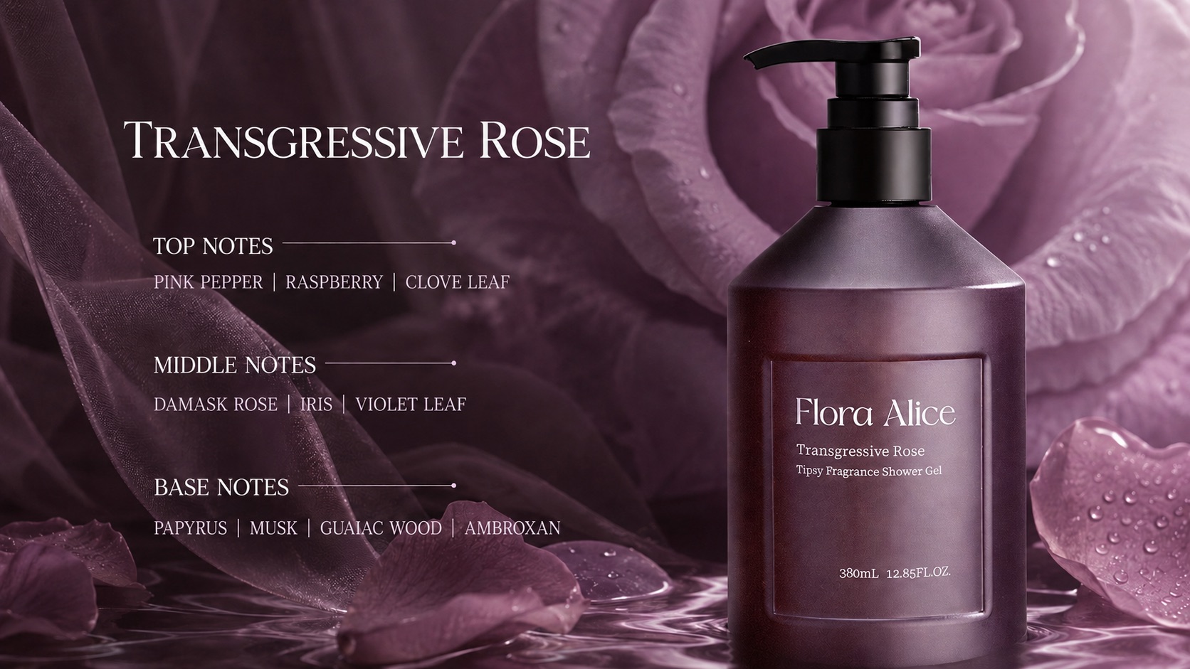 Tipsy Fragrance Shower Gel · Transgressive Rose · scent and care story 3