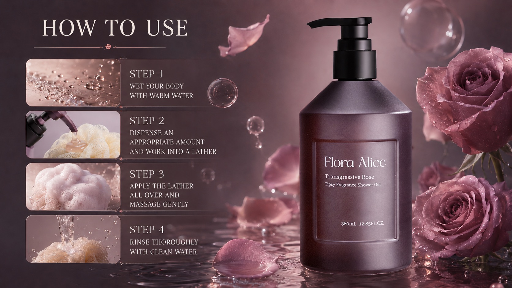 Tipsy Fragrance Shower Gel · Transgressive Rose · scent and care story 10